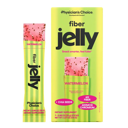 Physician's Choice Fiber Jelly Sticks - Digestion, Regularity, Fullness & Metabolism Support - Prebiotic Fiber with Chromium - 3 Flavors