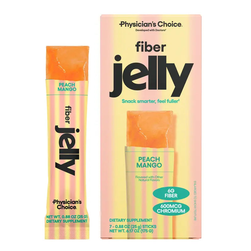 Physician's Choice Fiber Jelly Sticks - Digestion, Regularity, Fullness & Metabolism Support - Prebiotic Fiber with Chromium - 3 Flavors