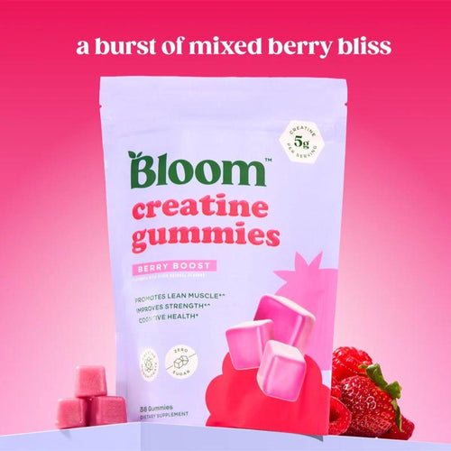 Bloom Nutrition Creatine Monohydrate Gummies, Berry Boost, 12 Servings