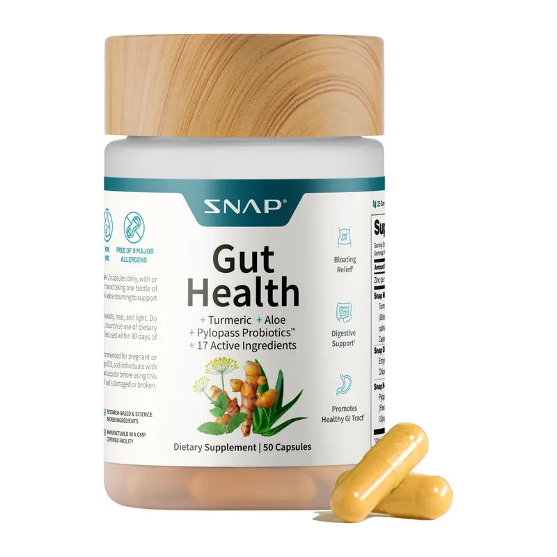 Snap Supplements Gut Health Lipase Supplement, Probiotic, 50 Vegan Capsules