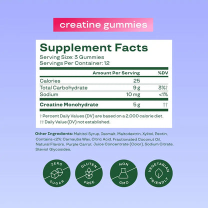 Bloom Nutrition Creatine Monohydrate Gummies, Berry Boost, 12 Servings