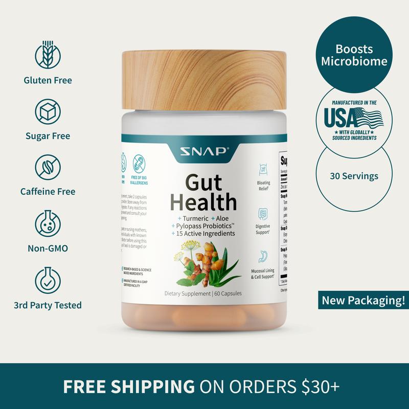 Snap Supplements Gut Health Lipase Supplement, Probiotic, 50 Vegan Capsules