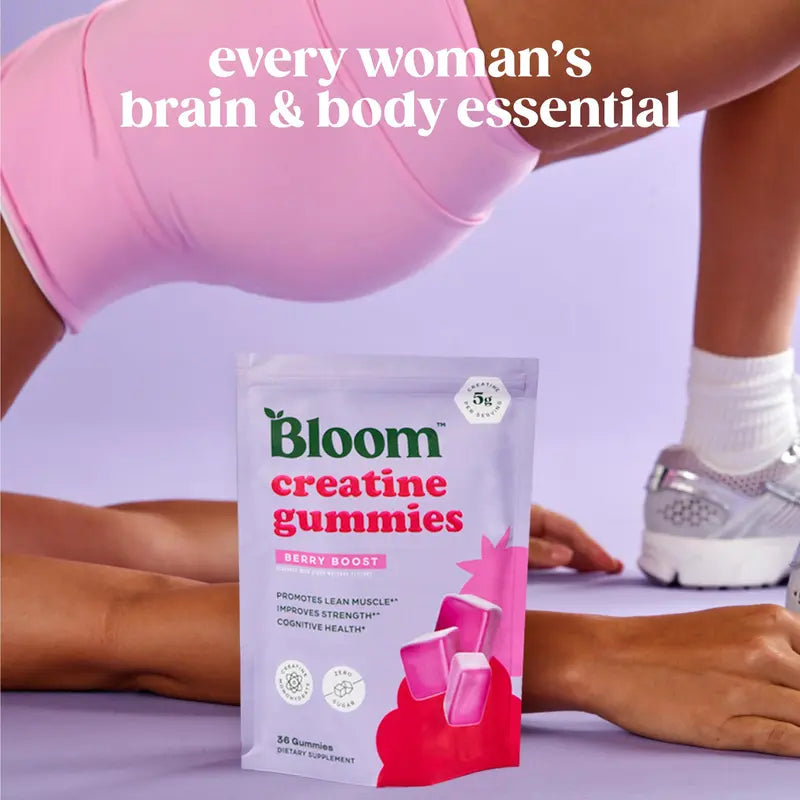 Bloom Nutrition Creatine Monohydrate Gummies, Berry Boost, 12 Servings