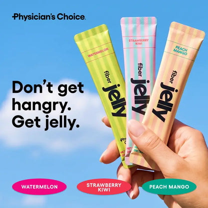 Physician's Choice Fiber Jelly Sticks - Digestion, Regularity, Fullness & Metabolism Support - Prebiotic Fiber with Chromium - 3 Flavors