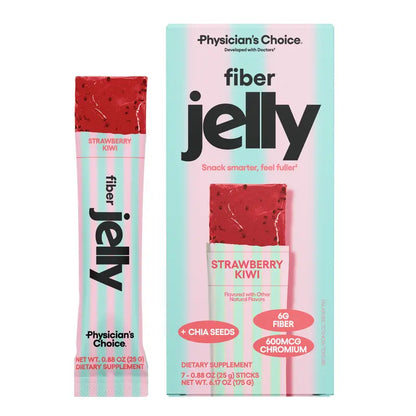 Physician's Choice Fiber Jelly Sticks - Digestion, Regularity, Fullness & Metabolism Support - Prebiotic Fiber with Chromium - 3 Flavors